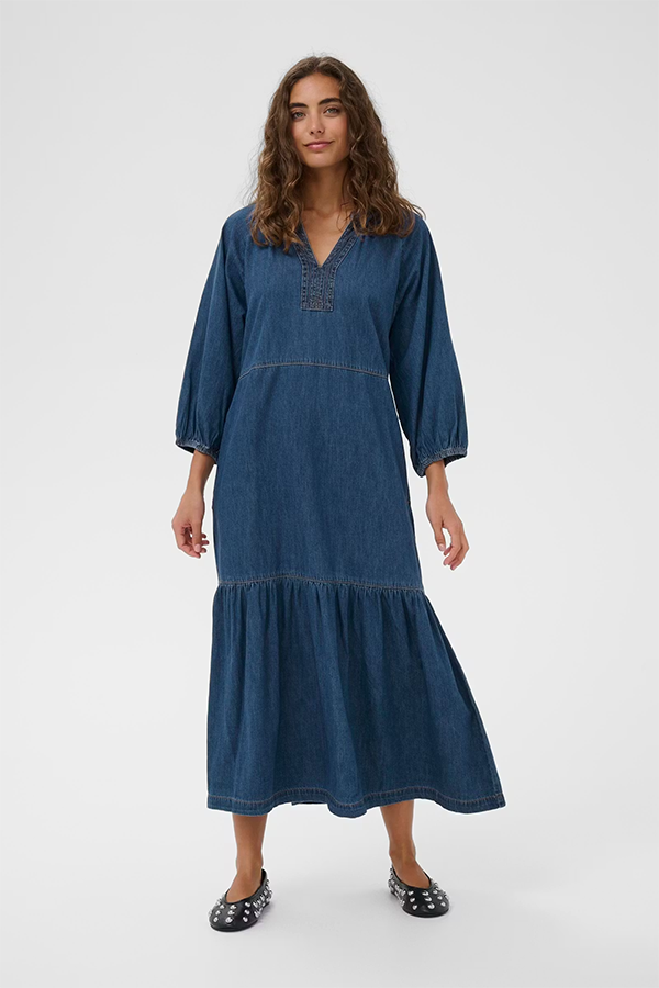 chinese dress ladies Buy LOV Dark Blue Denim A-Line Dress from Westside